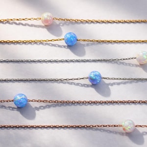 Dainty Opal Necklace 14K Gold Filled, October Birthstone Necklace, Minimalist Opal Jewelry, Gift for Her Gold Necklace image 7