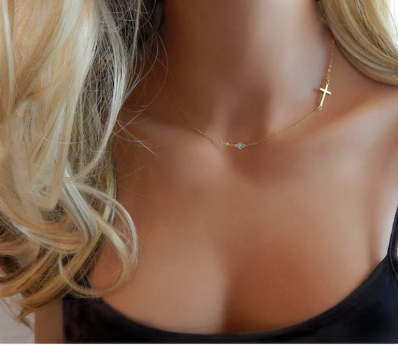 Cross birthstone necklace mother deals
