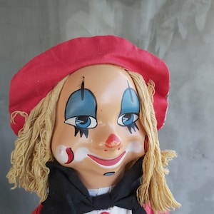 Clown Fabric Clown Vintage Plastic Clown Doll Body Fabric Clown Doll Old Clown Doll Plastic Head Hand-painted Face Clown Doll Plastic Clown