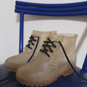 Regia Boots Regia Italian Boots Clear Plastic Boots Chunky Sole Boots Regia Italia  Clear plastic chunky sole Italian footwear Regia.