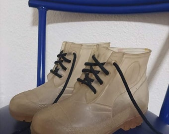 Regia Boots Regia Italian Boots Clear Plastic Boots Chunky Sole Boots Regia Italia  Clear plastic chunky sole Italian footwear Regia.