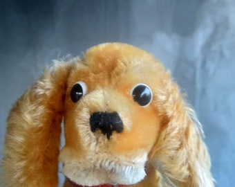 Vintage Steiff Mohair Cocker Spaniel Hund mit Knopf - 17 cm
