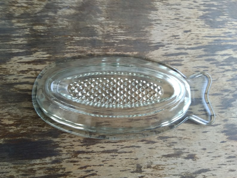 Pressed Vintage Pressed Glass Garlic Grater Lemon Grater Etsy