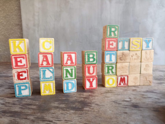 vintage wooden alphabet blocks