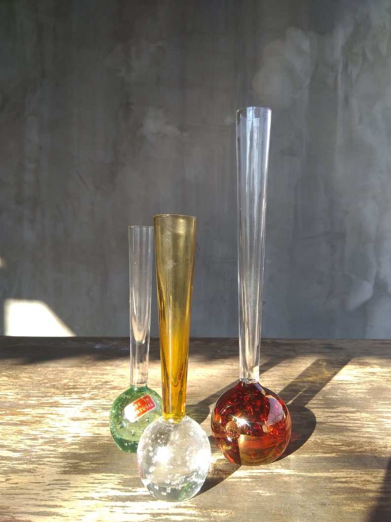 Glass Vase Bullicante Murano Portugal Vintage Glass Vase Controlled Bubbles image 5
