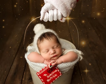 Santa Hand Neugeborenen Eimer Overlay