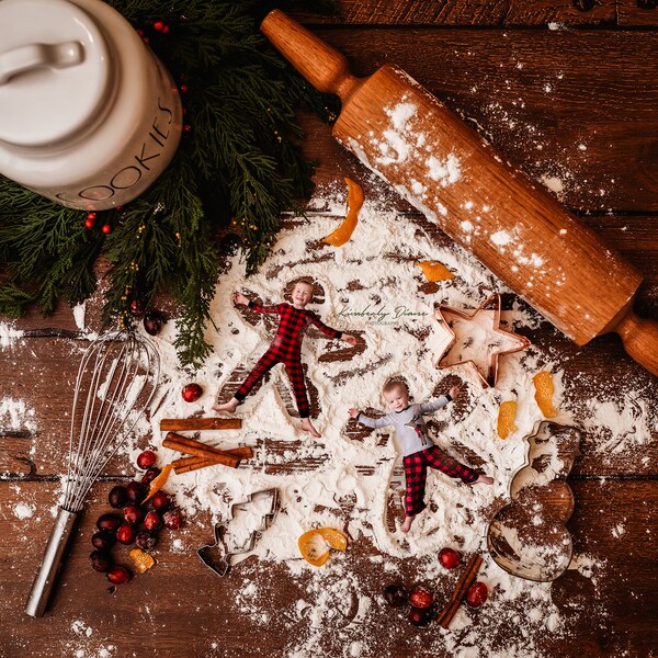 Christmas flour angel digital background for 2 Children