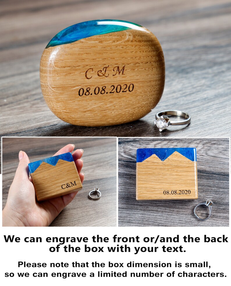 Wooden Ring box Mountain. Personalized Slim engagement ring Etsy