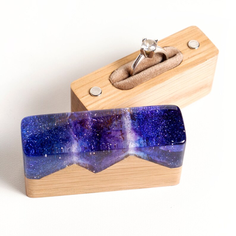 Custom Engagement Ring Box. Celestial Wedding Proposal Ring Etsy