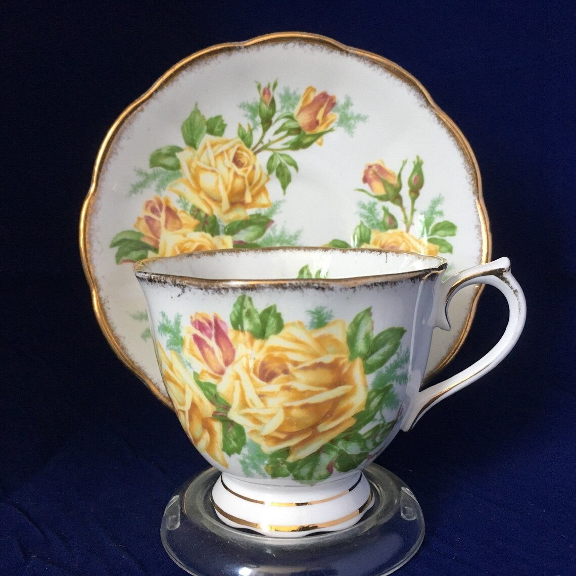 Royal Albert TEA ROSE Yellow Bone China Tea Cup and Saucer Etsy