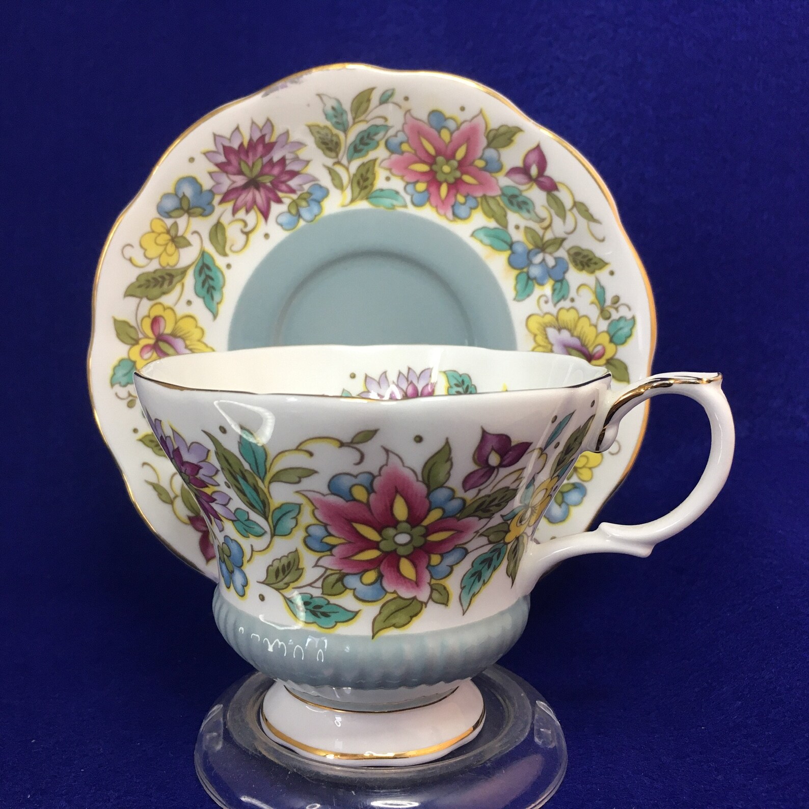 Royal Albert JACOBEAN Blue Bone China Tea Cup and Saucer Etsy