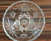 Vintage Anchor Hocking Prescut Pattern Clear Cut Glass Star of David Small Bowls, 2 bowls in set