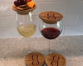 Appetizer Wine Glass TopperBACK ORDER -will be delayed !! customized Set of 4