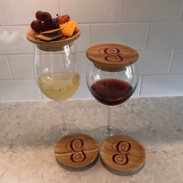 Appetizer Wine Glass TopperBACK ORDER -will be delayed !! customized Set of 4