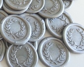 Laurel Wreath wax seal stickers | Olive branch Leaf foliage adhesive wedding invitation envelope stickers peel and stick Pure Invites