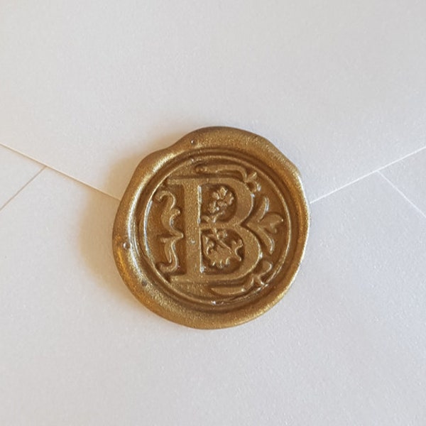 Initials B Wax Stickers, Alphabets Monogram Letter Classic font Envelope Wax seals hand made, Self adhesive wax seal stickers - Pure Invites