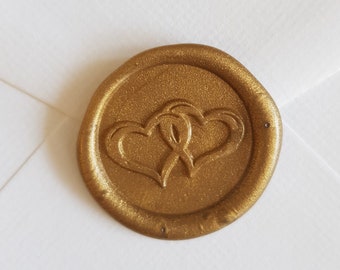 Heart wax seal stickers, double love Wedding envelope self adhesive wax sticker for invitation template download printable set envelope seal