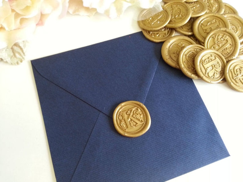 Alphabets Monogram Letter Classic font Envelope Wax seals hand made Self adhesive wax seal stickers Pure Invites Initials K Wax Stickers