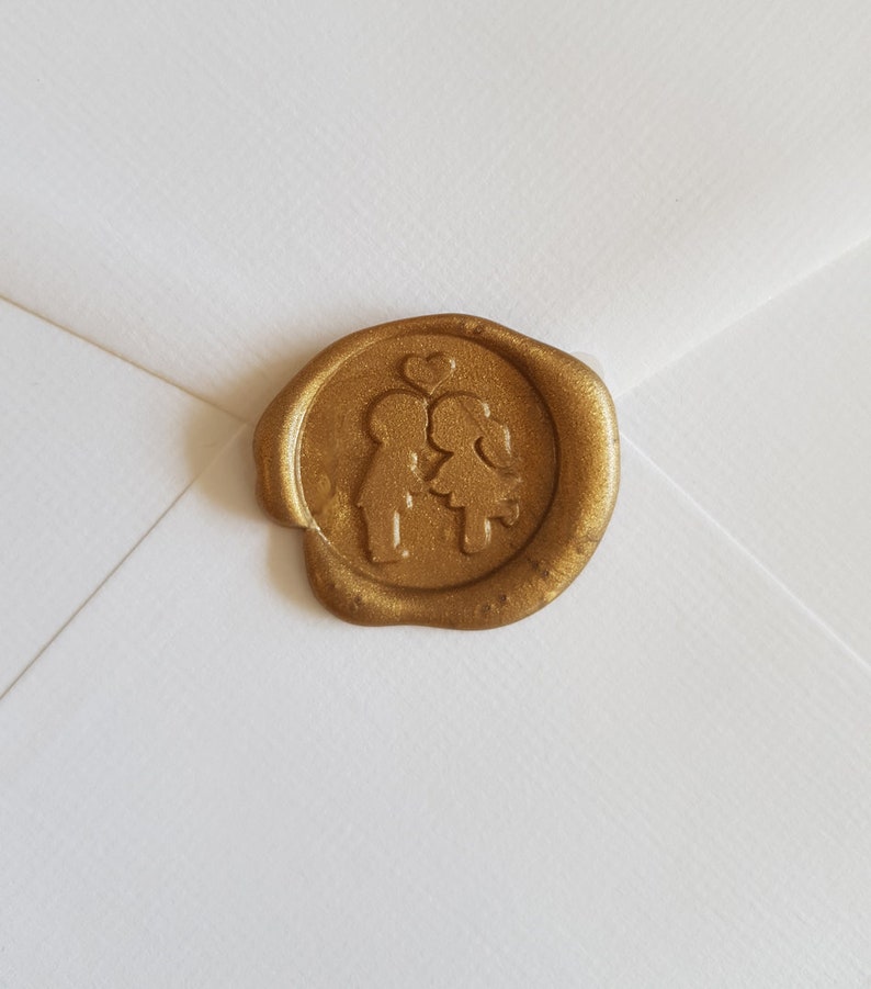 Love wax seal stickers - Cute Boy and Girl kiss Lover Wedding Invitation Envelope wax seals - Self adhesive wax sticker handmade image 1