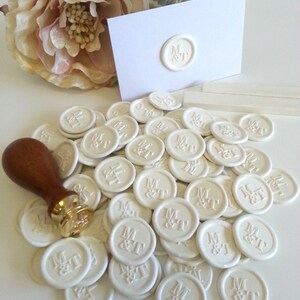 Custom wax seal stickers Wedding Corporate logo wax seal stickers adhesive premade White Ivory Handmade in Australia Pure Invites image 1