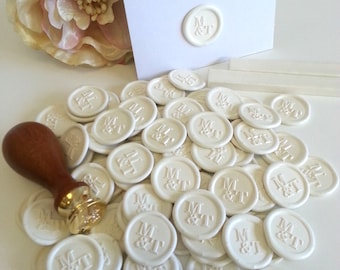 Custom wax seal stickers - Wedding - Corporate logo wax seal stickers - adhesive premade White Ivory (Handmade in Australia) Pure Invites