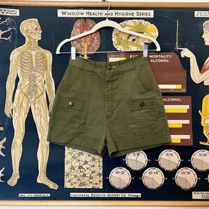 Shorts i vintage-stil med manschetter och påsydda fickor