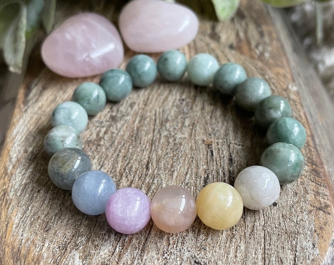 Nirvana | Burmese Jade Bracelet | Seven 7 Chakras Bracelet | Mala Bracelet