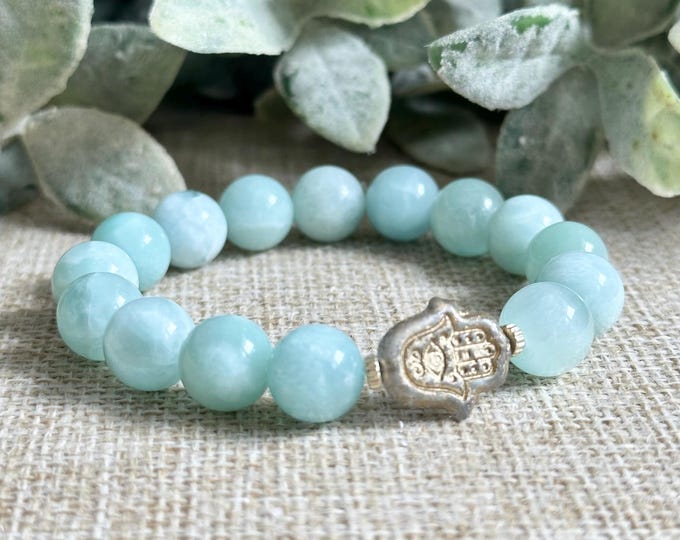 Jadeite & Hamsa Bracelet | Abundance Wealth Luck Protection Bracelet