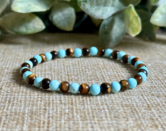 Turquoise & Tiger's Eye (Tiny) Bracelet | Confidence, Calmness