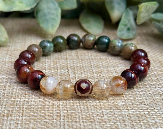Autumn Orchard | Citrine, Hessonite Garnet, Mahagony Tigers Eye, Green Opal