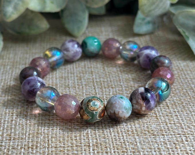 Garden Fairy (Chunky ) | Marbled Jade, Flower Amethyst, Ocean Aura Quartz, Mystic Strawberry Quartz