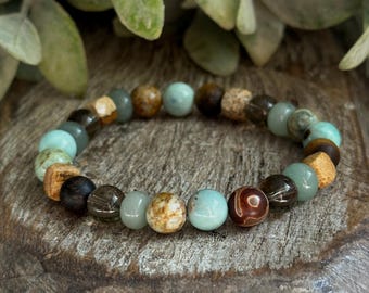 Pulsera de piedras preciosas No Regrets: Ágata de piel de dragón, jaspe, aventurina