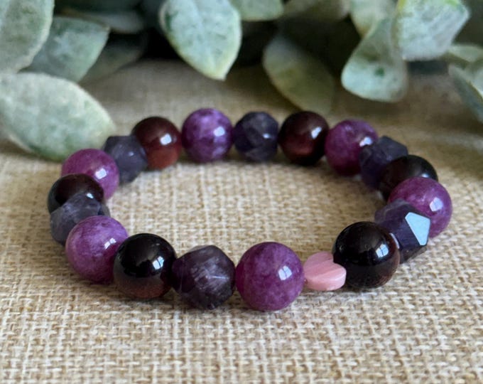 Resilient Heart | Amethyst, Tigers Eye, Rhodonite, Lepidolite