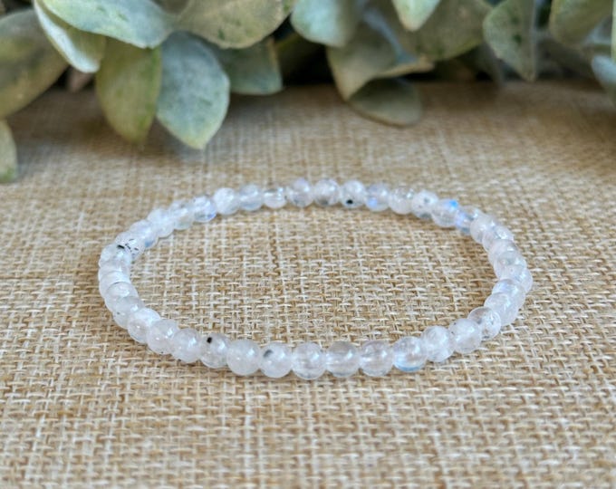 Moonstone | Tiny, Dainty, 4mm, Bracelet