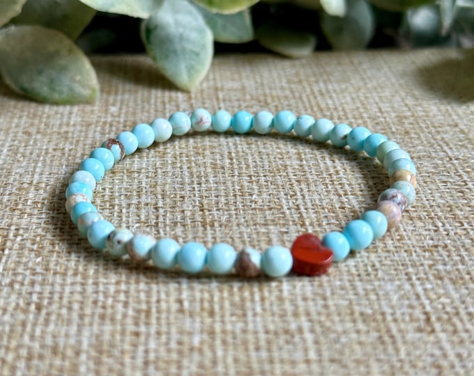 Red Jasper & Turquoise Tiny (4mm) | Communication, Courage, Passion
