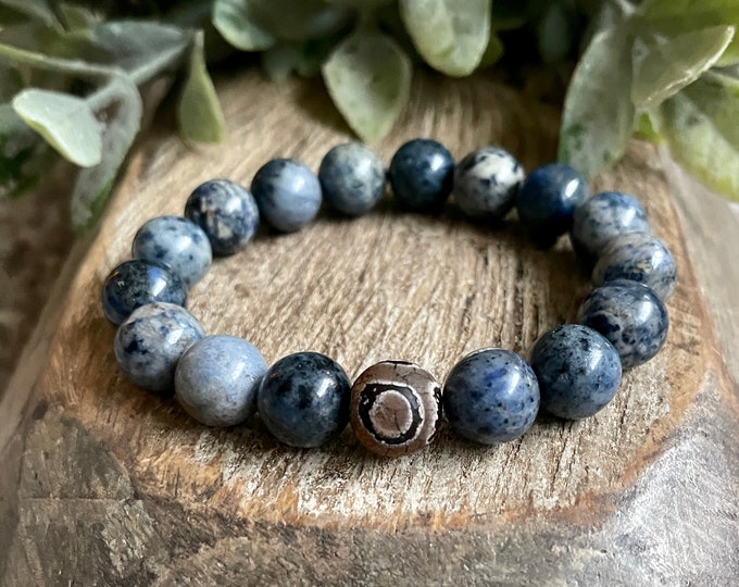 Dumortierite + Evil Eye | Support, Empath Energy, Negative Energy Protection
