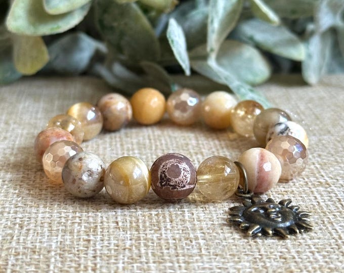 Golden ~  Solar Plexus Chunky Gemstone Bracelet
