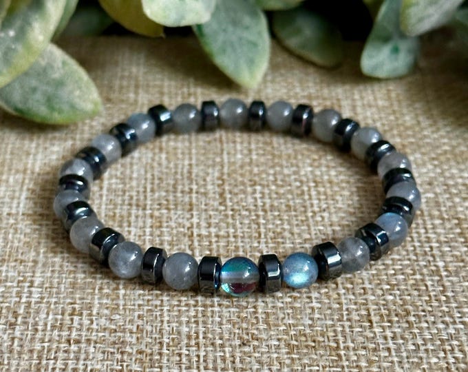 Circle of Shadows and Light Mini | Labradorite, Aura Quartz, Hematite
