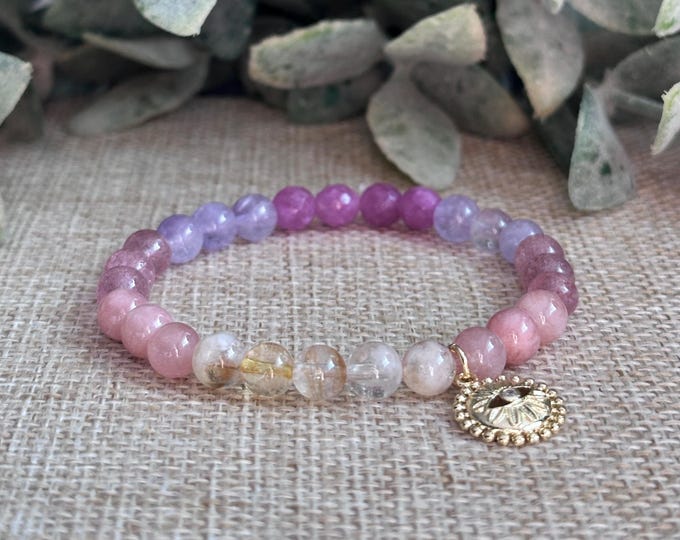 Solar Bloom Mini |  Citrine, Sunstone, Strawberry Quartz, Lavender Jade, Pink Agate