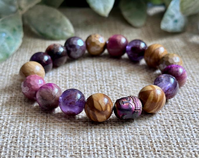 Center Me | Buddha, Buddha, Mookaite, Galaxy Tigers Eye, Melody Stone, Wood Jasper