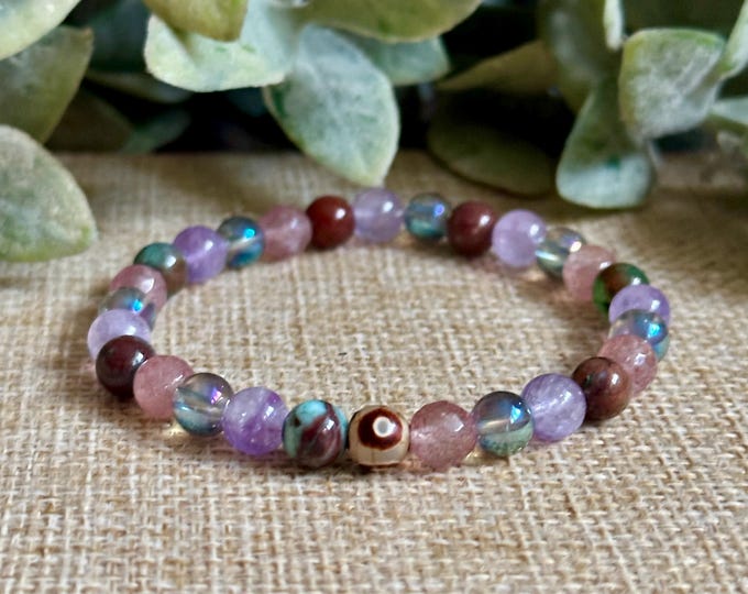 Garden Fairy Mini | Marbled Jade, Flower Amethyst, Ocean Aura Quartz, Mystic Strawberry Quartz