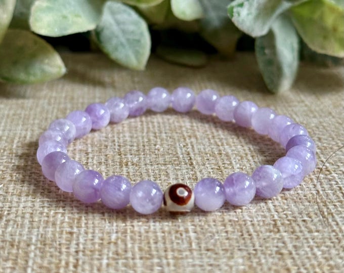 Lavender Amethyst Bracelet with Optional Evil Eye Agate