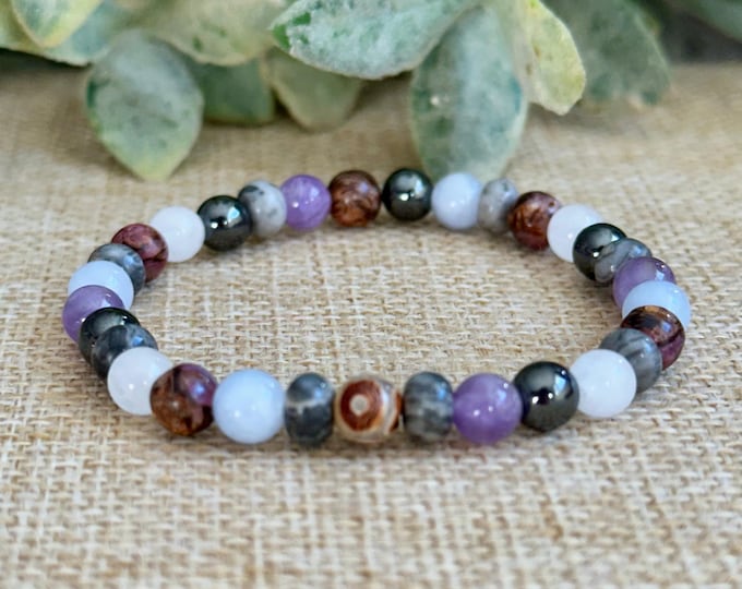 Migraine Relief Bracelet Mini | Crystals for Headaches, Nervous System Calm Bracelet, Stress & Tension Headache Crystal Jewelry