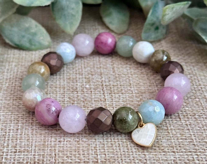 Lead With Love (Chunky) | Hematite, Rose Quartz, Rhodonite, Amazonite, Prehnite, Tsavorite (Green Garnet)