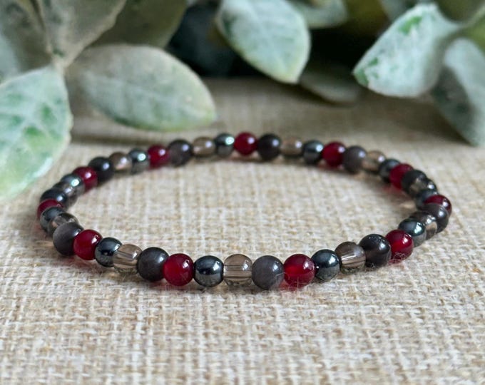Root Chakra Bracelet (Tiny) | 4mm sized gemstones, Muladhara Chakra Bracelet