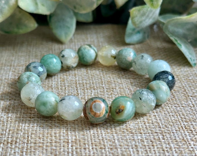 Anahata  | Heart Chakra Prehnite & Fluorite Bracelet