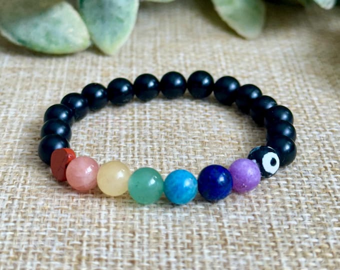 Children's 7 Chakra Rainbow Heart Bracelet (Mini)