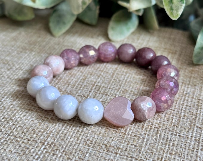 Under The Strawberry Moon | Moonstone, Strawberry Quartz, Sunstone, Purple Aventurine