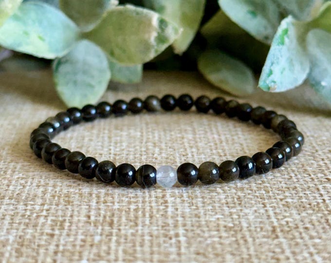 Full Moon: Silver Sheen Obsidian & Moonstone (Tiny)