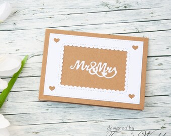 PRÊT À EXPÉDIER / Carte de mariage, Hochzeit Karte, Cadeau de mariage, Carte kraft de mariage, Mariage blanc-kraft,
